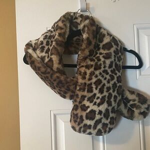 CAbi Leopard Print Faux Fur Scarf